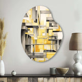 Yellow and Grey Intersecting Realities II - Asymmetric Metal Wall Art