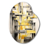 Yellow and Grey Intersecting Realities II - Asymmetric Metal Wall Art