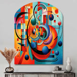 Orange Blue Geometry Unleashed IV - Asymmetric Metal Wall Art