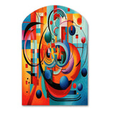 Orange Blue Geometry Unleashed IV - Asymmetric Metal Wall Art