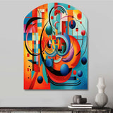 Orange Blue Geometry Unleashed IV - Asymmetric Metal Wall Art