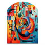 Orange Blue Geometry Unleashed IV - Asymmetric Metal Wall Art