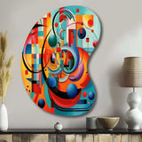 Orange Blue Geometry Unleashed IV - Asymmetric Metal Wall Art