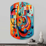 Orange Blue Geometry Unleashed IV - Asymmetric Metal Wall Art