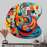 Orange Blue Geometry Unleashed IV - Asymmetric Metal Wall Art