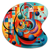 Orange Blue Geometry Unleashed IV - Asymmetric Metal Wall Art