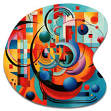 Orange Blue Geometry Unleashed IV - Asymmetric Metal Wall Art