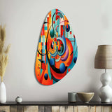 Orange Blue Geometry Unleashed IV - Asymmetric Metal Wall Art