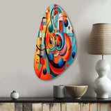 Orange Blue Geometry Unleashed IV - Asymmetric Metal Wall Art