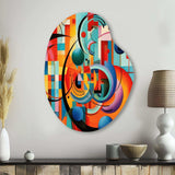 Orange Blue Geometry Unleashed IV - Asymmetric Metal Wall Art