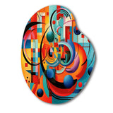 Orange Blue Geometry Unleashed IV - Asymmetric Metal Wall Art