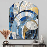 Gold Constructing Blue Realms I - Asymmetric Metal Wall Art