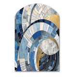 Gold Constructing Blue Realms I - Asymmetric Metal Wall Art