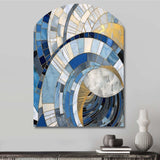 Gold Constructing Blue Realms I - Asymmetric Metal Wall Art