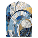 Gold Constructing Blue Realms I - Asymmetric Metal Wall Art