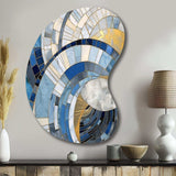 Gold Constructing Blue Realms I - Asymmetric Metal Wall Art