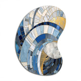 Gold Constructing Blue Realms I - Asymmetric Metal Wall Art