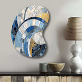 Gold Constructing Blue Realms I - Asymmetric Metal Wall Art