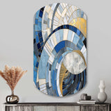 Gold Constructing Blue Realms I - Asymmetric Metal Wall Art