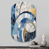 Gold Constructing Blue Realms I - Asymmetric Metal Wall Art