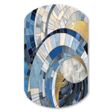 Gold Constructing Blue Realms I - Asymmetric Metal Wall Art