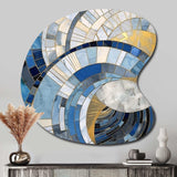 Gold Constructing Blue Realms I - Asymmetric Metal Wall Art