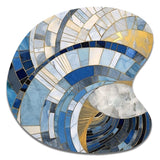 Gold Constructing Blue Realms I - Asymmetric Metal Wall Art