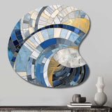 Gold Constructing Blue Realms I - Asymmetric Metal Wall Art