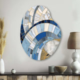 Gold Constructing Blue Realms I - Asymmetric Metal Wall Art