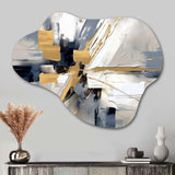 Grey and Gold Transcendent Impressions I - Asymmetric Metal Wall Art