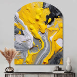 Yellow and Grey Cosmic Vibrations II - Asymmetric Metal Wall Art