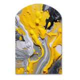 Yellow and Grey Cosmic Vibrations II - Asymmetric Metal Wall Art