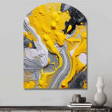 Yellow and Grey Cosmic Vibrations II - Asymmetric Metal Wall Art