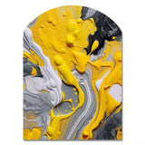 Yellow and Grey Cosmic Vibrations II - Asymmetric Metal Wall Art