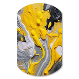 Yellow and Grey Cosmic Vibrations II - Asymmetric Metal Wall Art