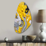 Yellow and Grey Cosmic Vibrations II - Asymmetric Metal Wall Art