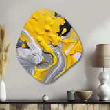 Yellow and Grey Cosmic Vibrations II - Asymmetric Metal Wall Art