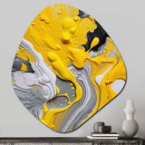 Yellow and Grey Cosmic Vibrations II - Asymmetric Metal Wall Art