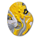 Yellow and Grey Cosmic Vibrations II - Asymmetric Metal Wall Art