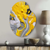 Yellow and Grey Cosmic Vibrations II - Asymmetric Metal Wall Art