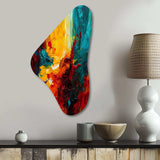 Yellow and Turquoise Journey Of Abstraction II - Asymmetric Metal Wall Art