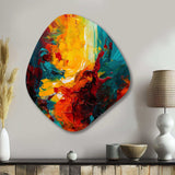 Yellow and Turquoise Journey Of Abstraction II - Asymmetric Metal Wall Art