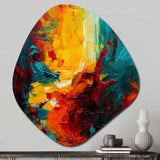 Yellow and Turquoise Journey Of Abstraction II - Asymmetric Metal Wall Art