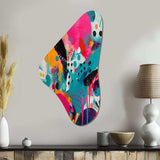 Pink and Turquoise Abstract Enigma I - Asymmetric Metal Wall Art