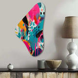 Pink and Turquoise Abstract Enigma I - Asymmetric Metal Wall Art