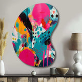 Pink and Turquoise Abstract Enigma I - Asymmetric Metal Wall Art