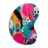 Pink and Turquoise Abstract Enigma I - Asymmetric Metal Wall Art