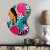 Pink and Turquoise Abstract Enigma I - Asymmetric Metal Wall Art