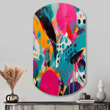 Pink and Turquoise Abstract Enigma I - Asymmetric Metal Wall Art