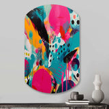 Pink and Turquoise Abstract Enigma I - Asymmetric Metal Wall Art